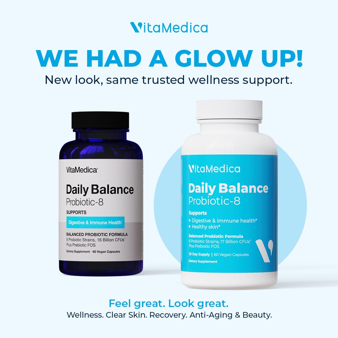 VitaMedica | Daily Balance Probiotic-8 | Probiotic Supplement | 16 Billion CFUs | Gut Health | Digestive, Skin, & Immune Support | Constipation, Diarrhea, Gas & Bloating Relief | Vegan | 60 Count