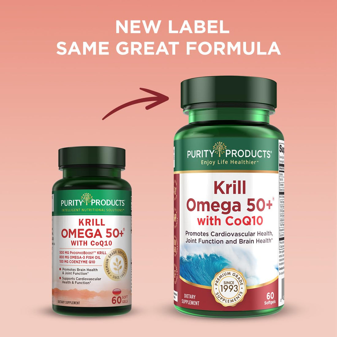Purity Products - Krill Omega 50+ with CoQ10, 60 Dietary Supplement Softgels