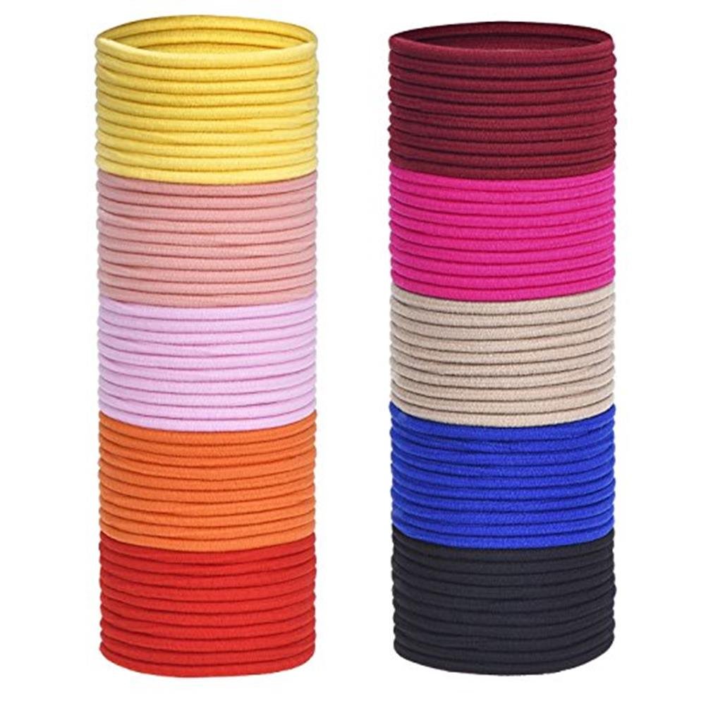 100 Pcs, Pink: La Tartelette 4 Mm Elastic Bands Hair Ties Children Rubber Hair Headbands - 100 Pcs (Pink)