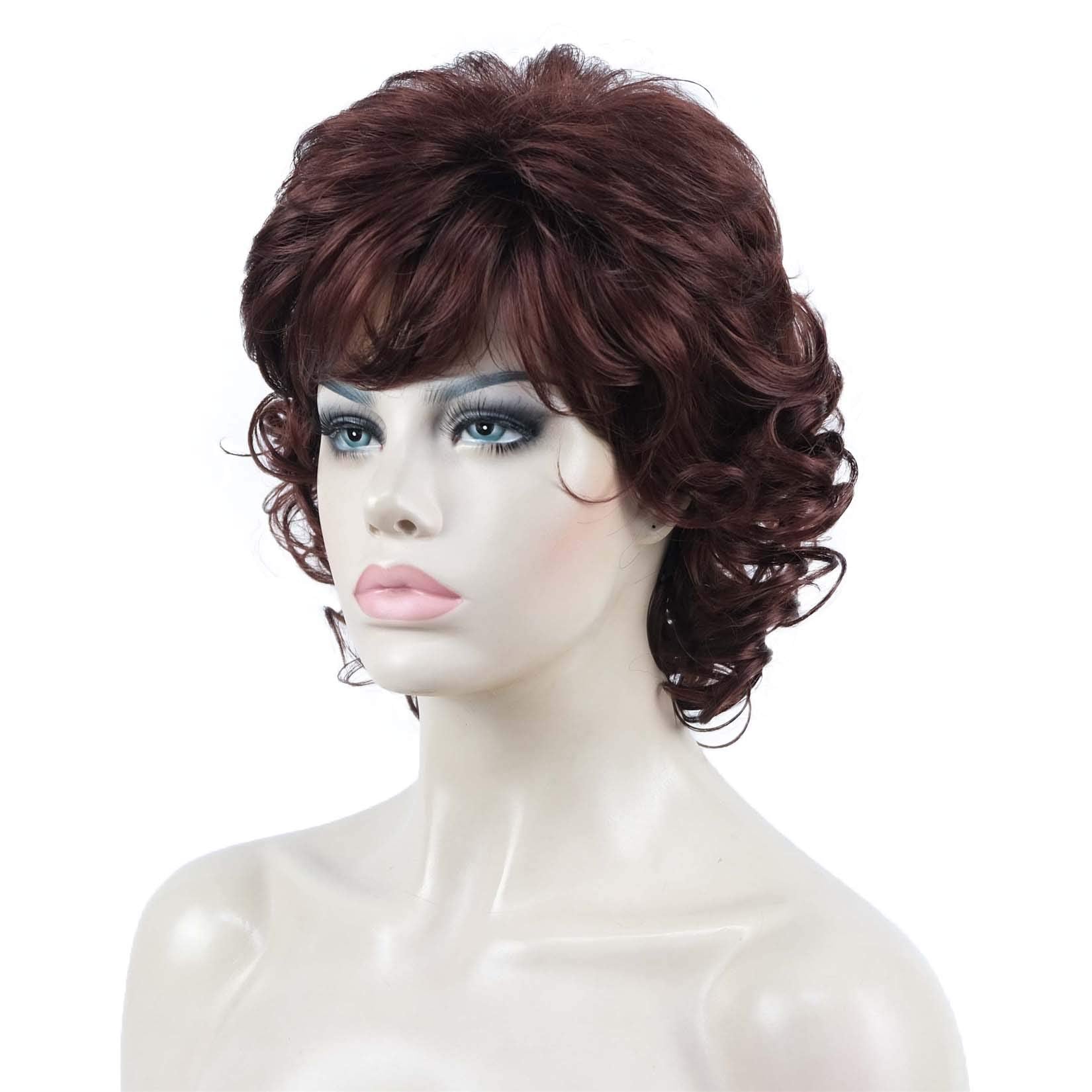 #33A-Dark Auburn: Aimole Short Curly Wig Synthetic Hair Women's Full Wigs 33A-Dark Auburn