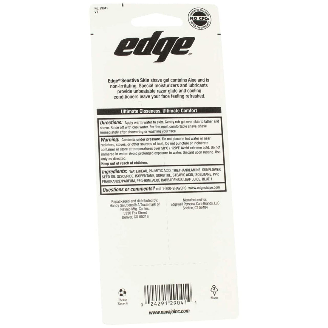 Edge Shave Gel, Sensitive Skin with Aloe 2.75 oz (Pack of 2)