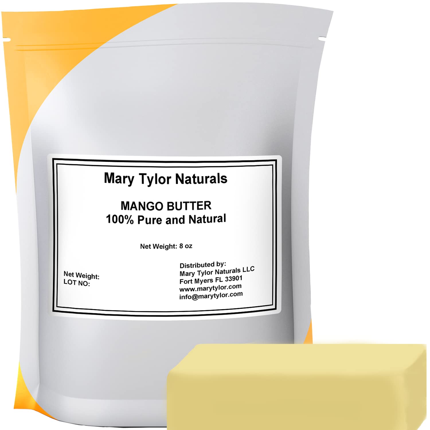 Mary Tylor Naturals Mango Butter 8 oz Cold Pressed, Unrefined,Raw Pure Mango Butter — Can be used for hair, skin and nails