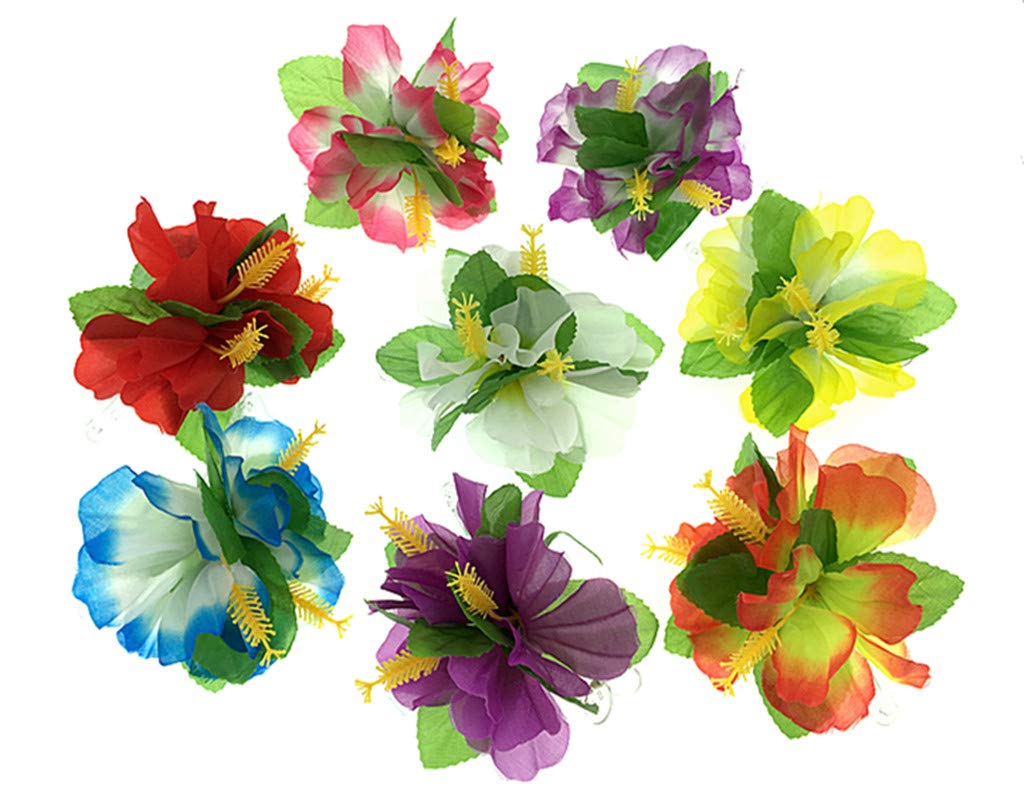 Hawaiian Hibiscus Flower Hair Clip,Fabric Artificial Tropical Flower Hairpin Barrette Hair Accessories for Luau Beach Party(8pcs with Assorted Colors)