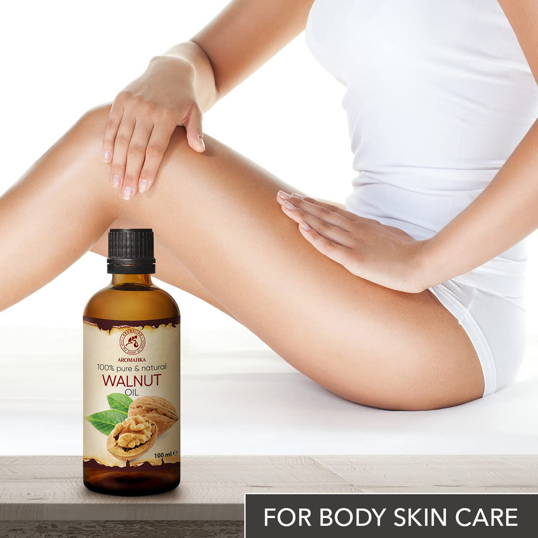 AROMATIKA Walnut Oil 3.4 fl oz - Juglans Regia Seed Oil - USA - 100% Pure - Intensive for Face Care - Body - Hair - Skin - Nails - Hands - Good w/Essential Oil