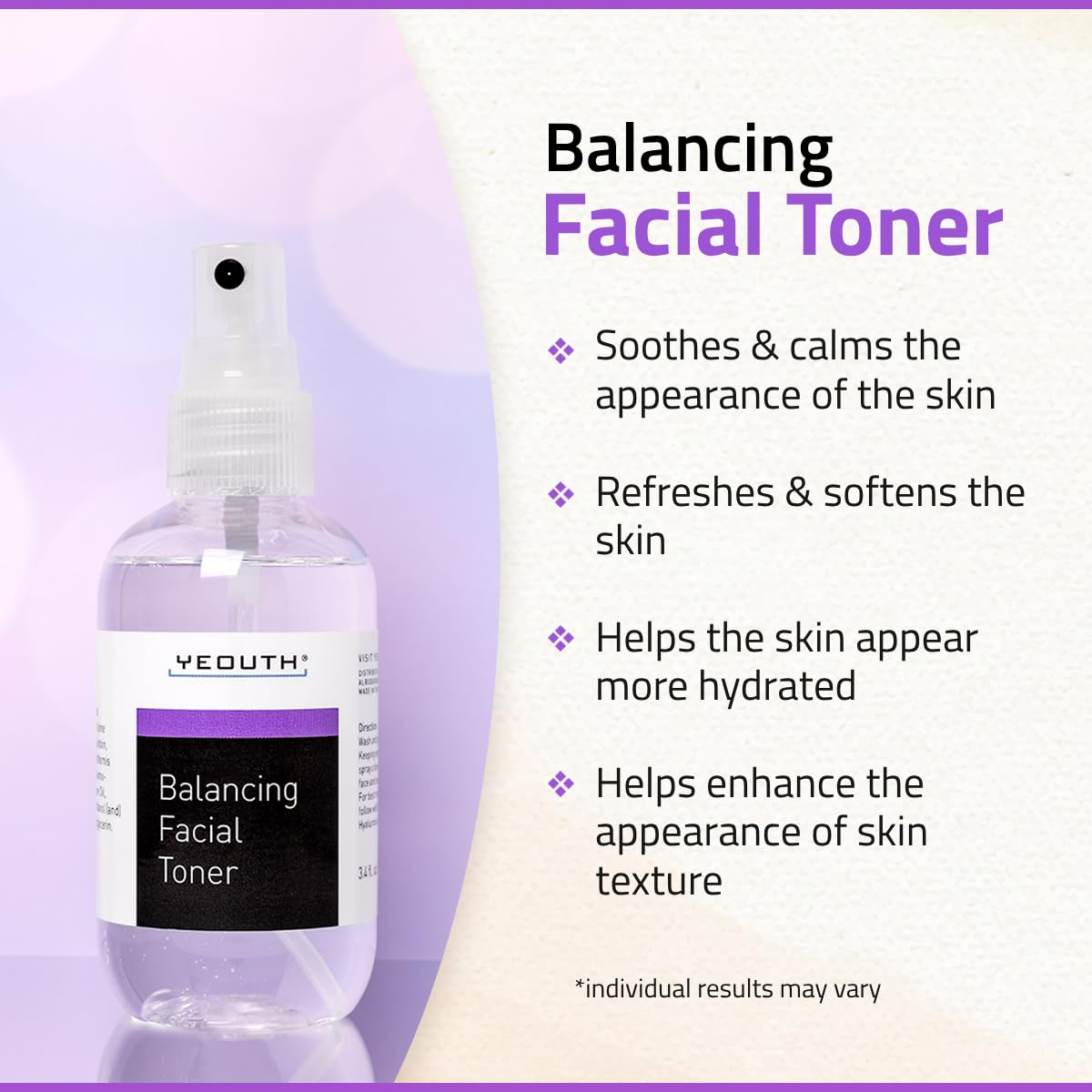 Best Balancing Facial Toner to Fight Aging Skin From YEOUTH, Hydrating Skin Toner For Face Contains Chamomile Flower, Allantoin, Alcloxa, The Most Advanced Anti Aging Toner Available, 100% GURANTEED