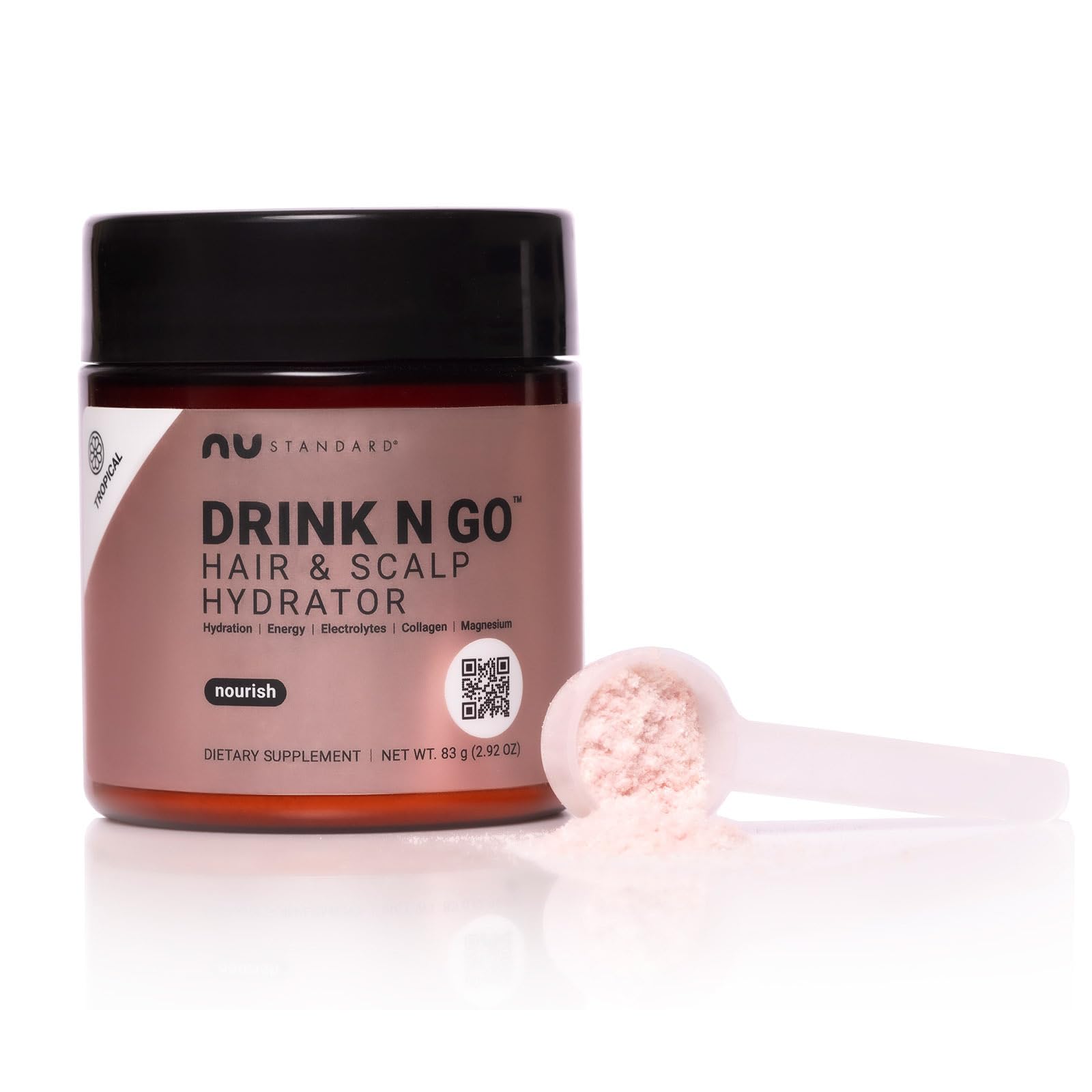 NU Standard® DRINK N GO Hair & Scalp Hydrator | Electrolytes | Marine Collagen | Magnesium | BioPerine® | Combat Dry Hair & Scalp | Non-GMO (20 Servings)