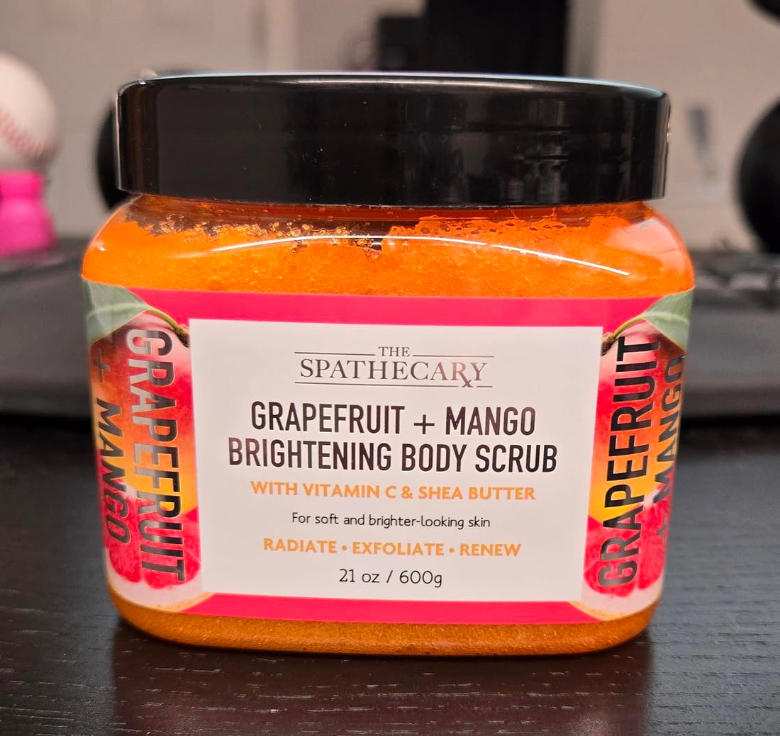 The Spathecary Grapefruit + Mango Brightening Body Scrub, 21 oz, Ultra Hydrating and Exfoliating Scrub for Nourishing Essential Body Care