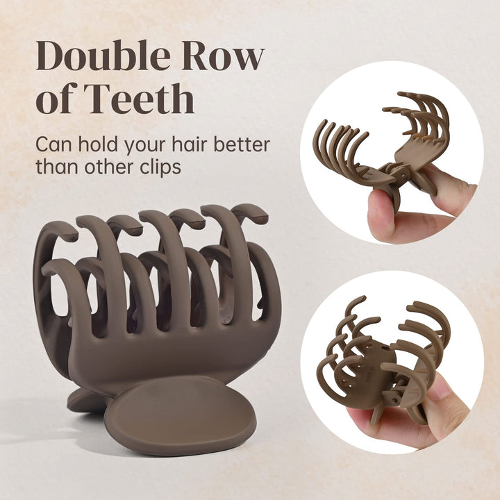 DEEKA Double Row Teeth Hair Clips Small Claw Clips for Thin Hair 4 Pack 1.6 Medium Matte Non-slip Short Hair Accessories for Women and Girls