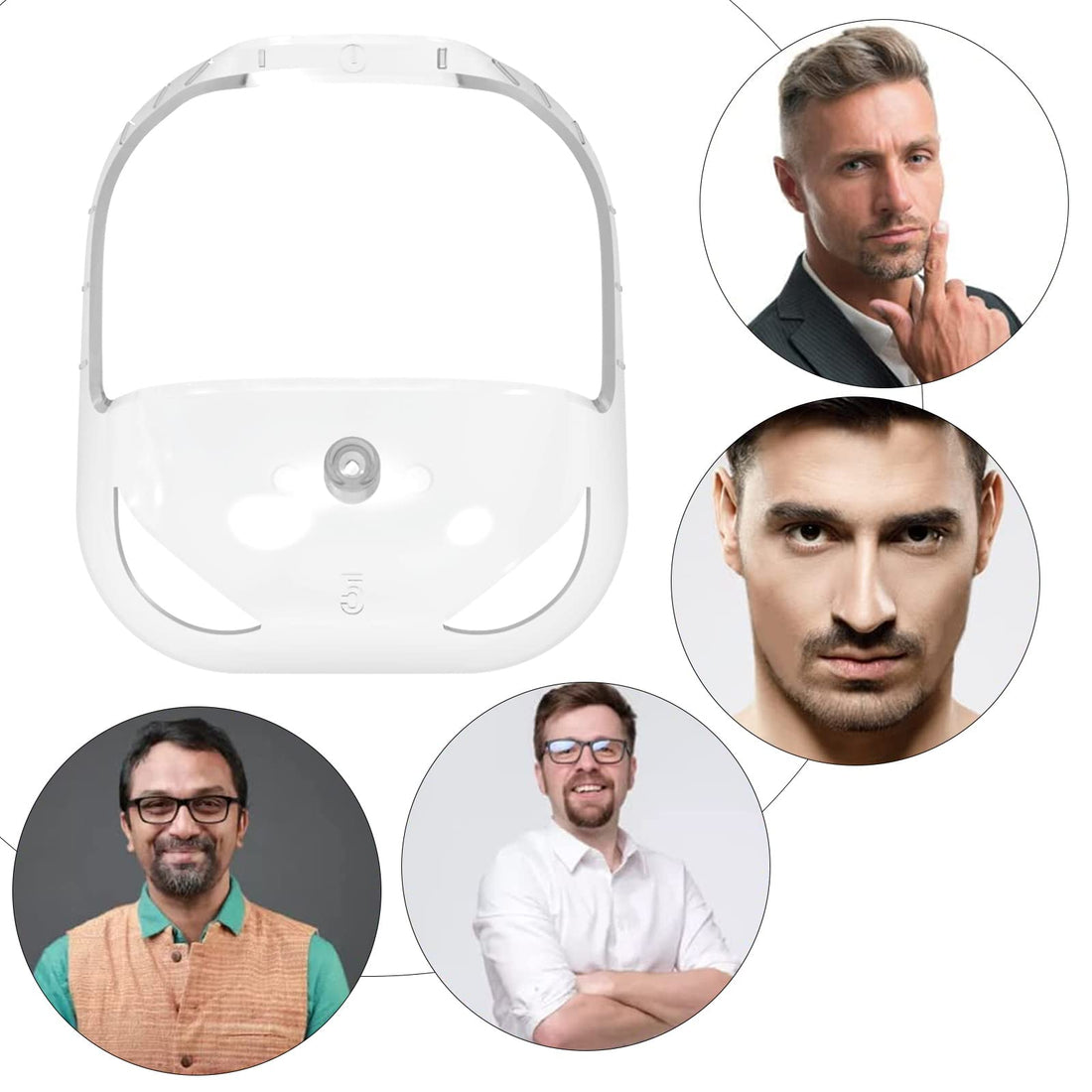 Linkidea Beard Shaping & Styling Tool with Comb, Beard Guide Shaper Goatee Trimmer Template for Men, Clear Mustache Sideburns Outliner Stencil Lineup for Jaw Cheek Neck Line Symmetric Curve
