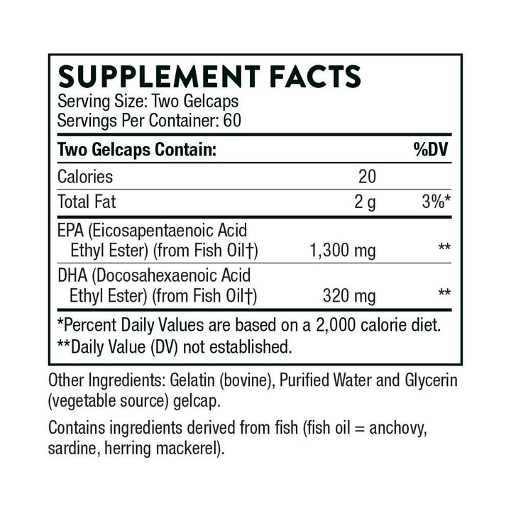 THORNE Super EPA Pro - Omega-3 Fish Oil - Promotes Blood Lipid Support - 1300mg EPA & 200mg DHA - 120 Gelcaps