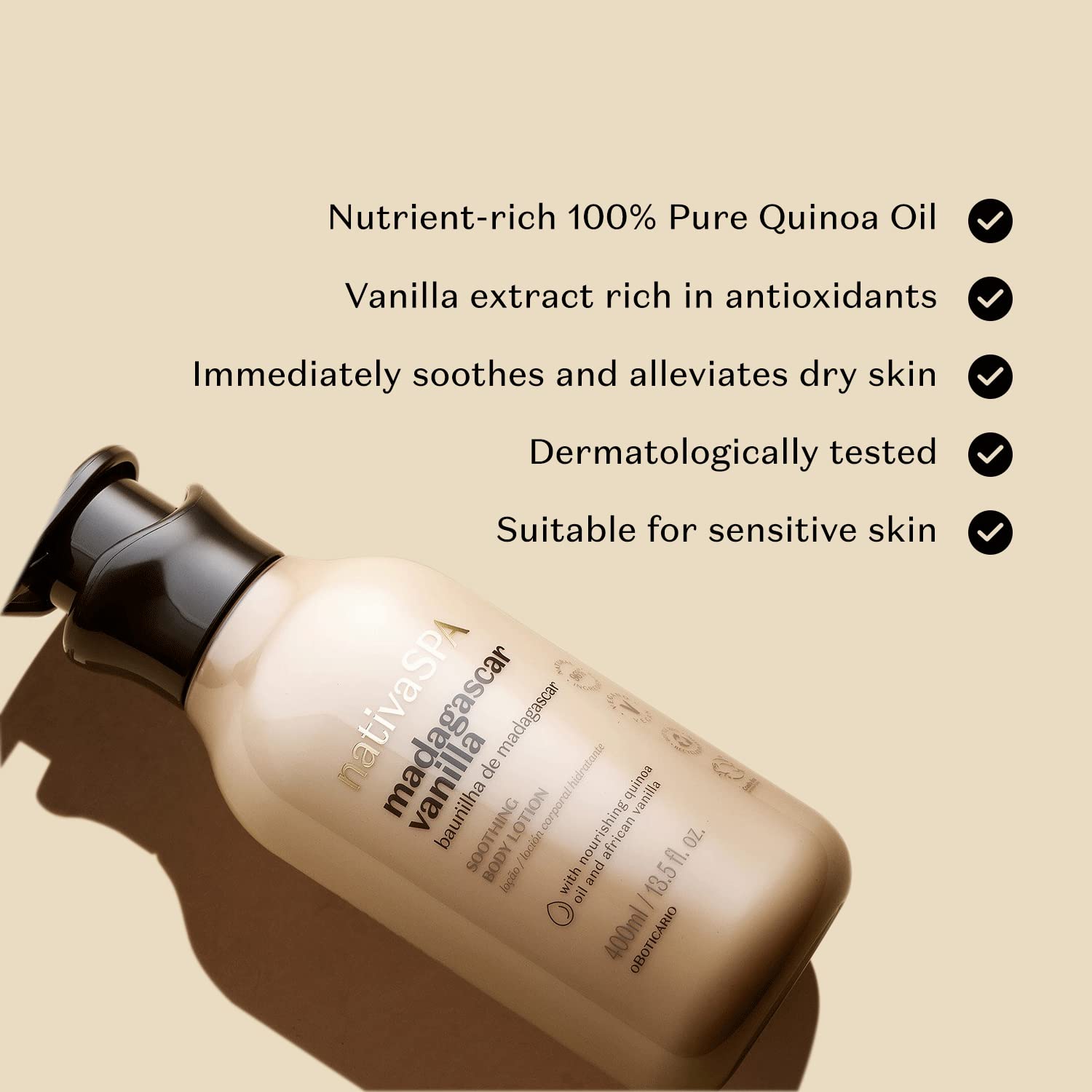 Linha Nativa Spa (Baunilha de Madasgacar) Boticario - Locao Hidratante Corporal 400 Ml - (Boticario Nativa Spa (Madagascar Vanilla) Collection - Body Moisturizing Lotion 13.52 Fl Oz)