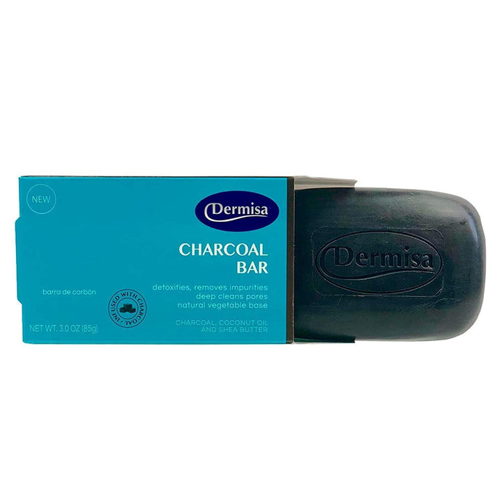 Dermisa Charcoal Bar | Natural Gentle Cleansing Bar | Contains Activated Charcoal, Coconut Oil, Shea Butter, Vitamin C & Licorice | NO PARABENS, NO SULFATES, 100% VEGETABLE BASE | 3 OZ (1-Pack)