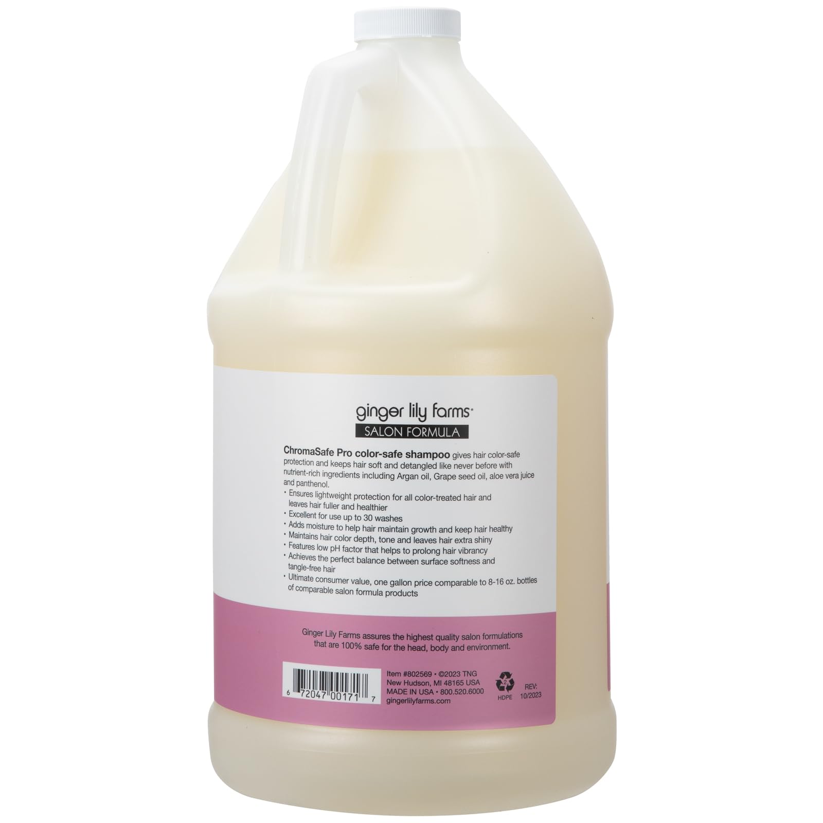 Ginger Lily Farms Salon Formula ChromaSafe Pro Color-Safe Shampoo for Color-Treated Hair, 100% Vegan & Cruelty-Free, 1 Gallon (128 fl oz) Refill