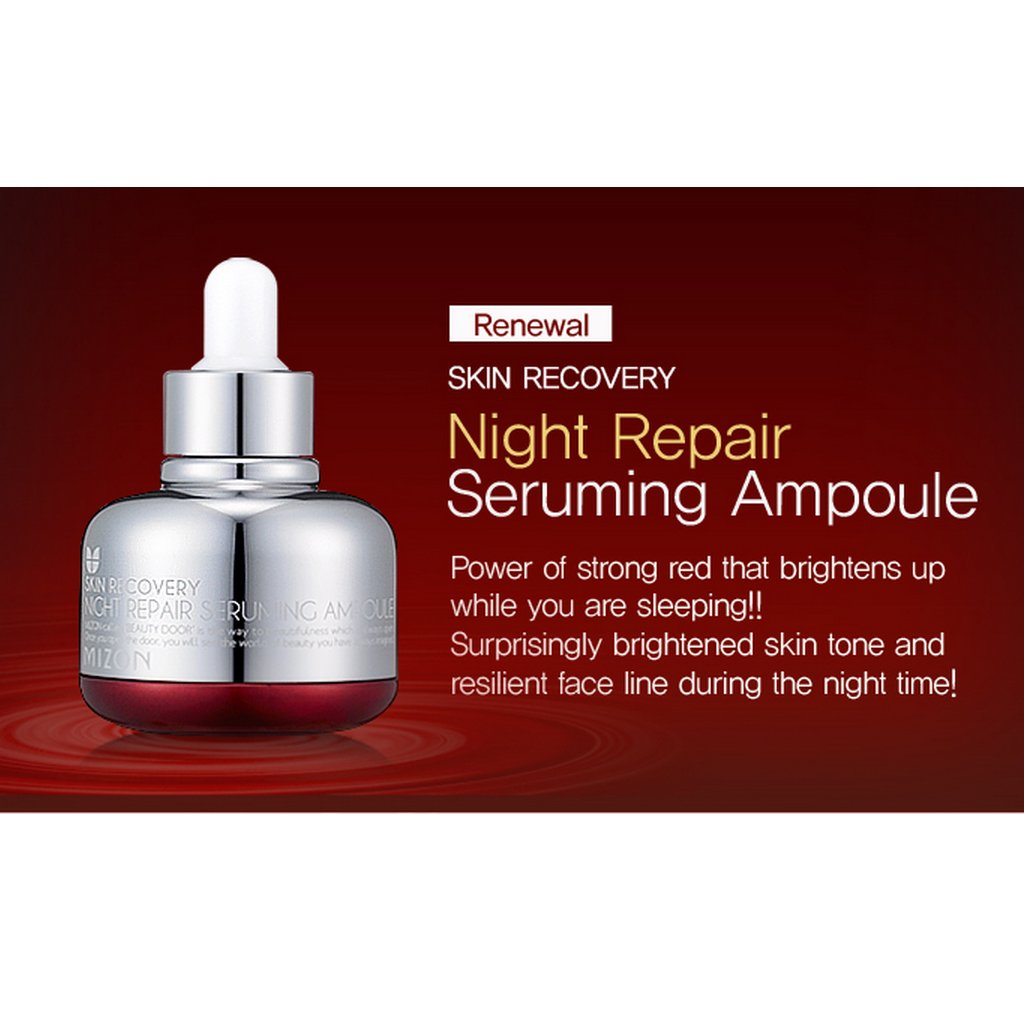MIZON Skin Recovery Night Repair Seruming Ampoule, Antioxidant, Anti-aging, Rejuvenate Skin, Korean Skincare (30 ml 1.01 FL oz)