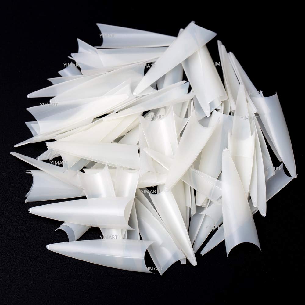 YIMART 500pcs Acrylic Medium Long Stiletto Nail Tips Easy Coffin Nails Sharp False Nail Art Tips For Nails Salon (Natural)