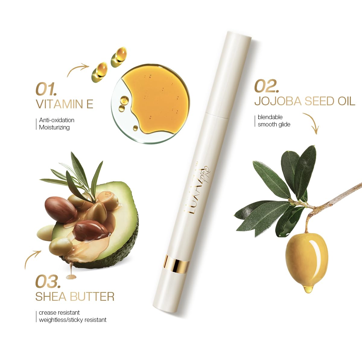 LUXAZA PRO Multi-Purpose Makeup Stick, Cream Shimmer, Eyeshadow Highlighter Makeup Eye Brightener Pencil Sticks Cosmetics #S1