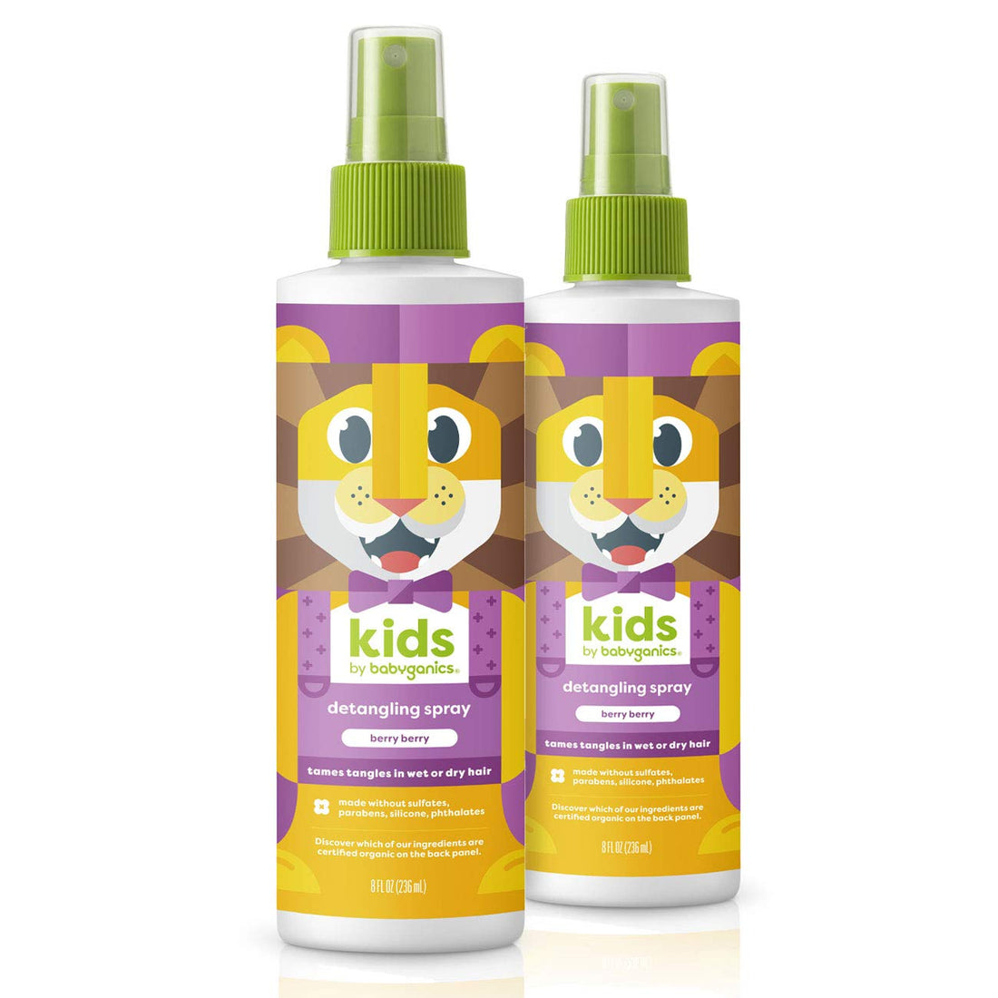 Babyganics Kids Detangler, Berry Berry, 2 pack