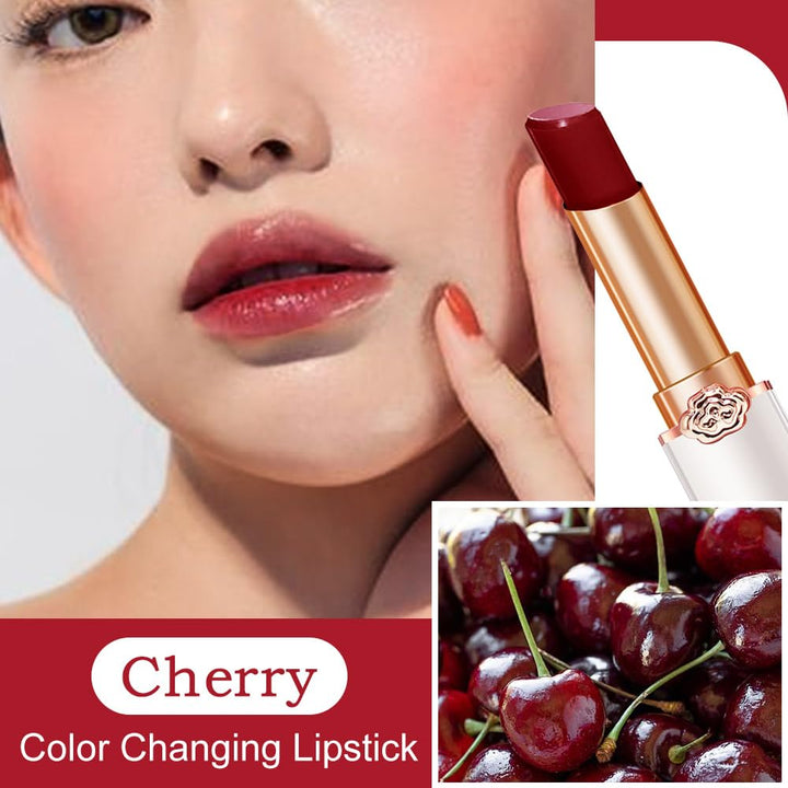 BINGBRUSH Peach Color Changing Lipstick,Moisturizer Long Lasting Lip Care Lip Balm Magic Lip Gloss Lip Tint Stain Gloss Set for Women (2 Pcs Red Cherries Lip Balm)