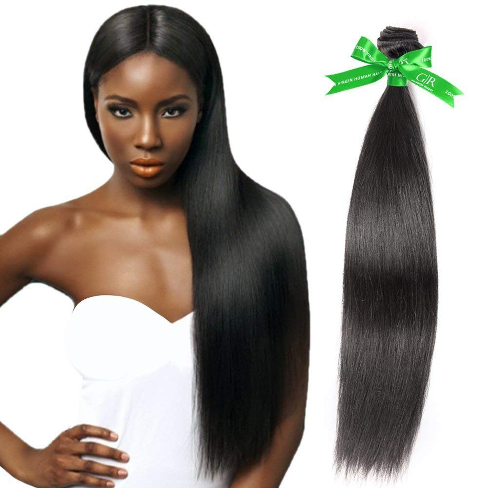 12, Natural color-6A : GoldRose Beauty Grade 6A Brazilian Virgin Human Hair Silky Straight Hair Weaving 1 Bundle 12 Inch Natural Black Color