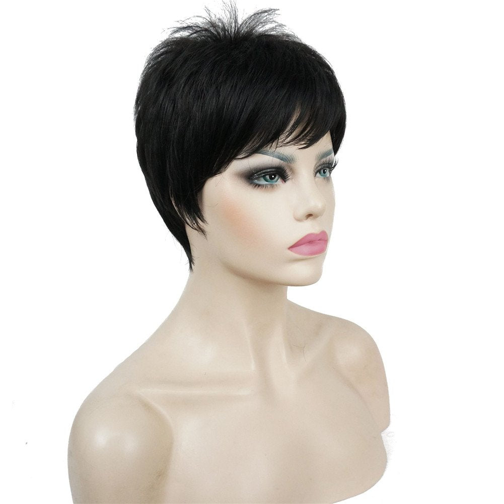 Lydell Very Short Layered Shaggy Full Synthetic Wig (Natural Black)