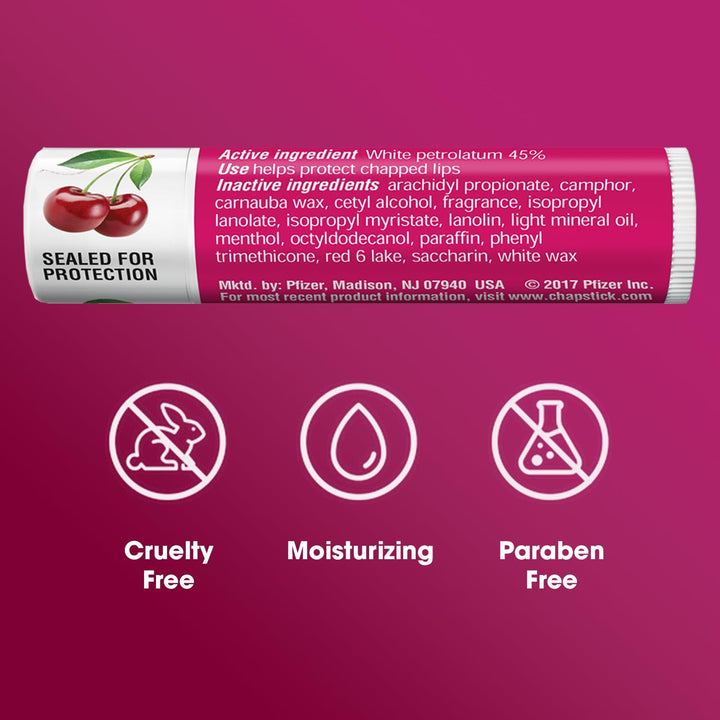 Chapstick Classic Lip Balm Spf 4, Cherry, 0.15-Ounce Sticks (Pack Of 24)