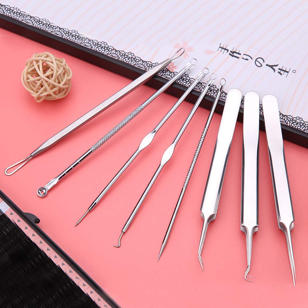 8 Pcs Stainless Steel Blackhead Remover Comedone Pimple Extractor Tool Kit with Metal Case for Pimples, Blackheads, Zit Removing for Face Nose