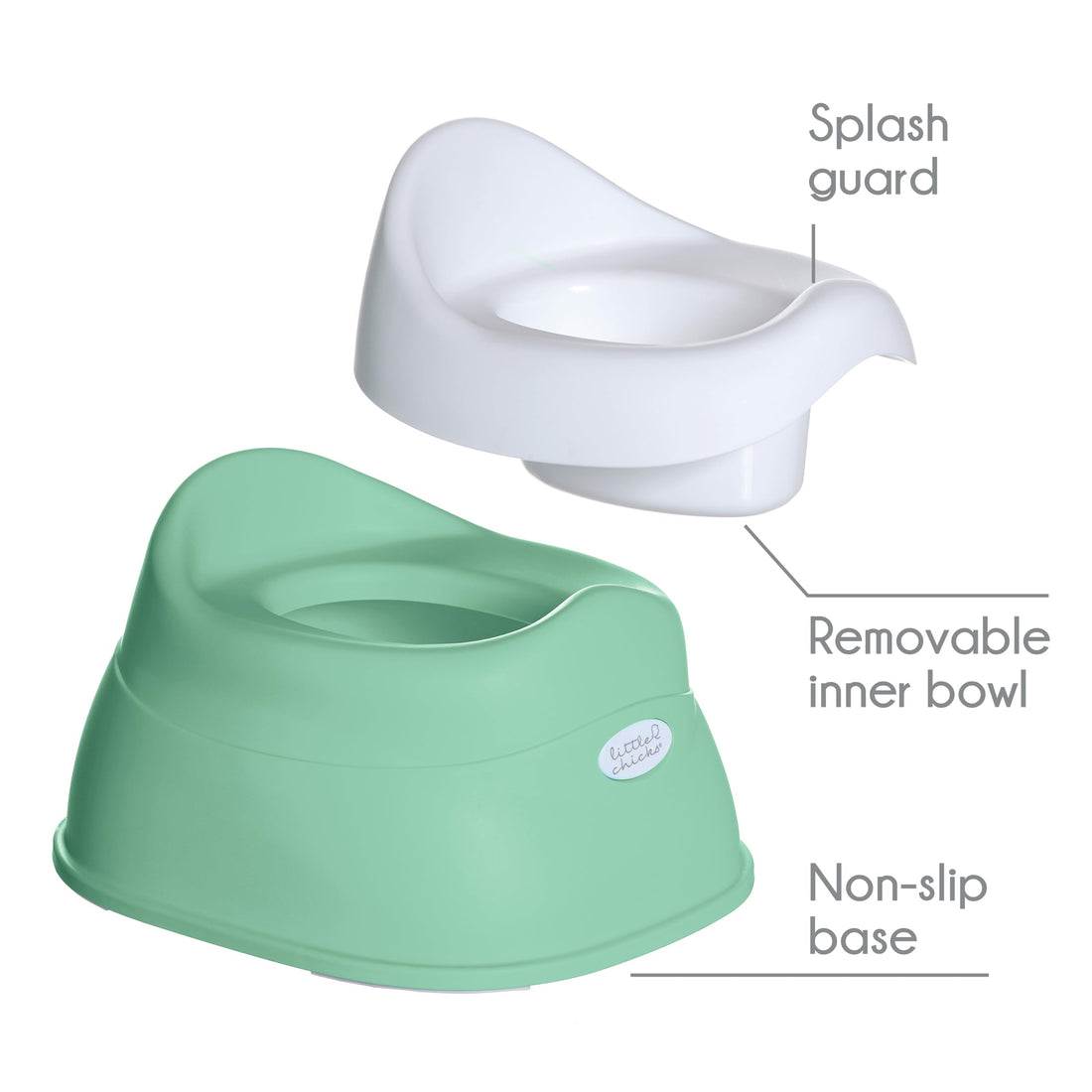 Little Chicks Easy-Clean Toddler Toilet Training Potty Chair with Built-in Splash Guard, Slip-Resistant Base, and Removable Bowl - Perfect Size Kids Potty for Toddlers 18 Months & Above