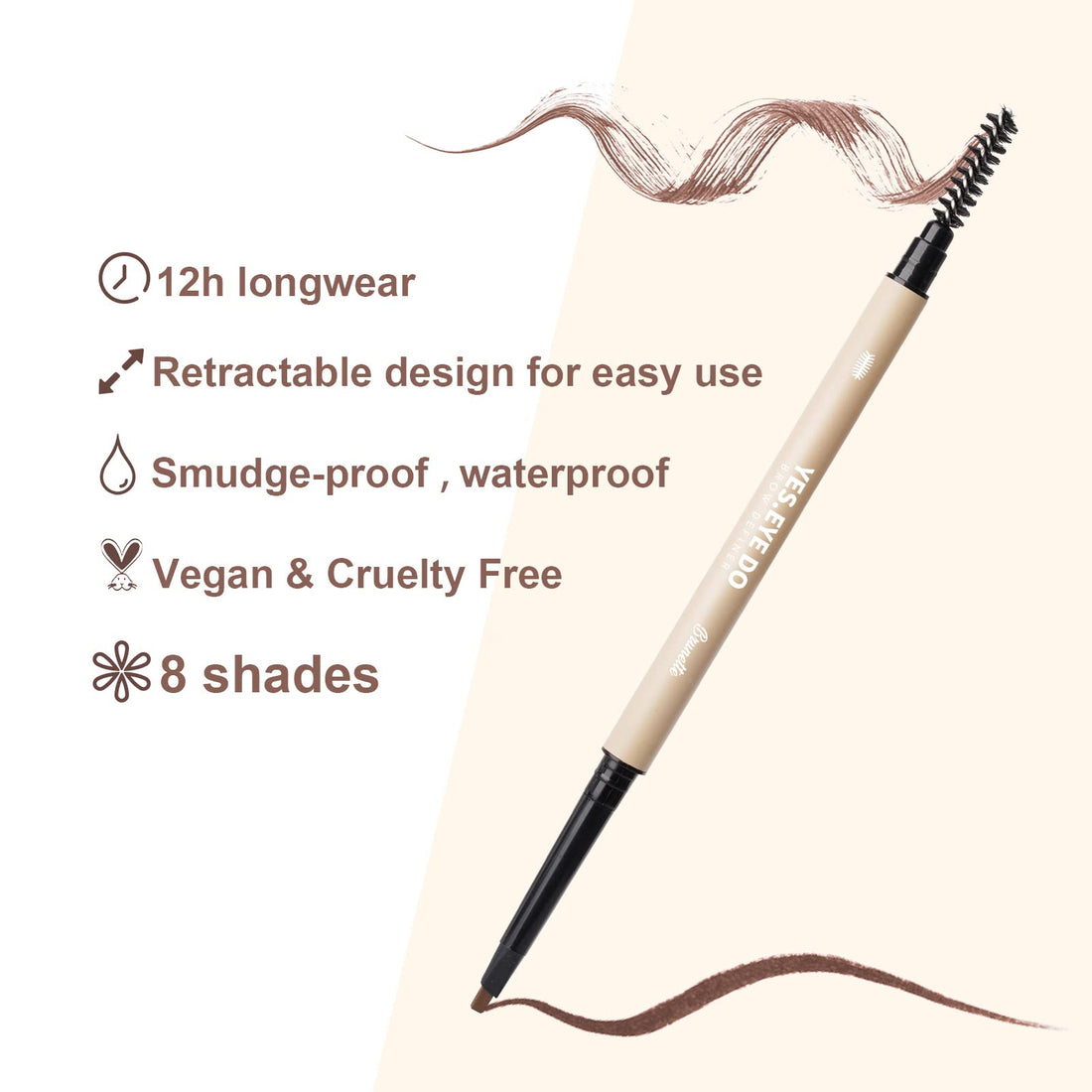 Grey Eyebrow Pencil for Older Women Soft, Retractable Gray Eyebrow Pencil with Spoolie, Ultra Fine Brow Pencil for Gray Hair with hair like strokes, Long-lastin, Waterproof, Grey, YES.EYE DO