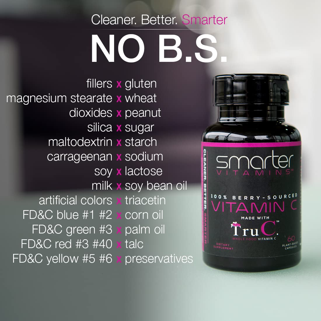 Smarter Raw Whole Food Vitamin C from Berries, Premium Antioxidants, Bioflavonoids & Polyphenols, 60 Vegan Capsules