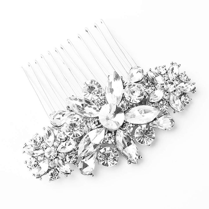 Hapibuy Crystal Wedding Hair Comb Side Bridal Hair Comb Flordal Headpiece Hair Jewelry For Brides And Bridesmaids (Sliver)