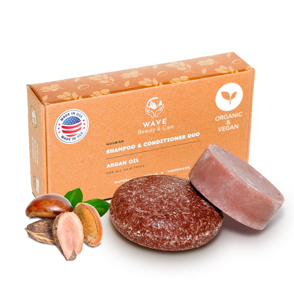 Clever Yoga Shampoo & Conditioner Bar Set - Argan Oil Moisturizing Shampoo and Conditioner Bar, Vegan, Natural & Organic Hair Products for Women & Men - Long-Lasting (80-120 Uses)
