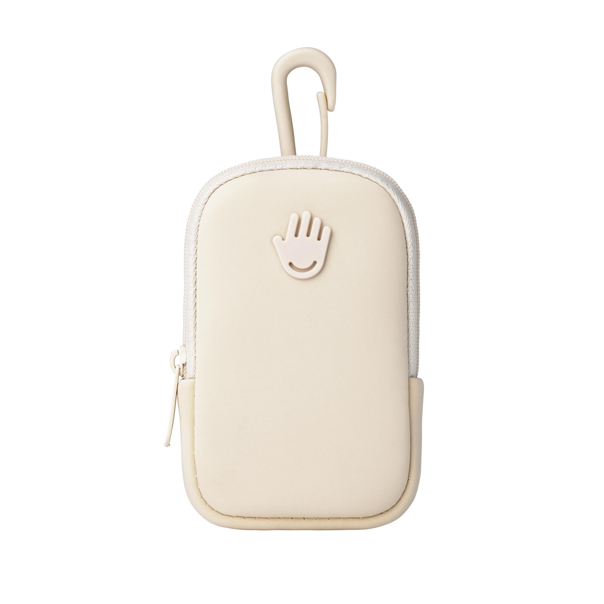 Touchland Touchette Zippered Pouch, Attachable Fashion Accessory with Snap Hook Hand Sanitizer 1FL OZ., Ivory