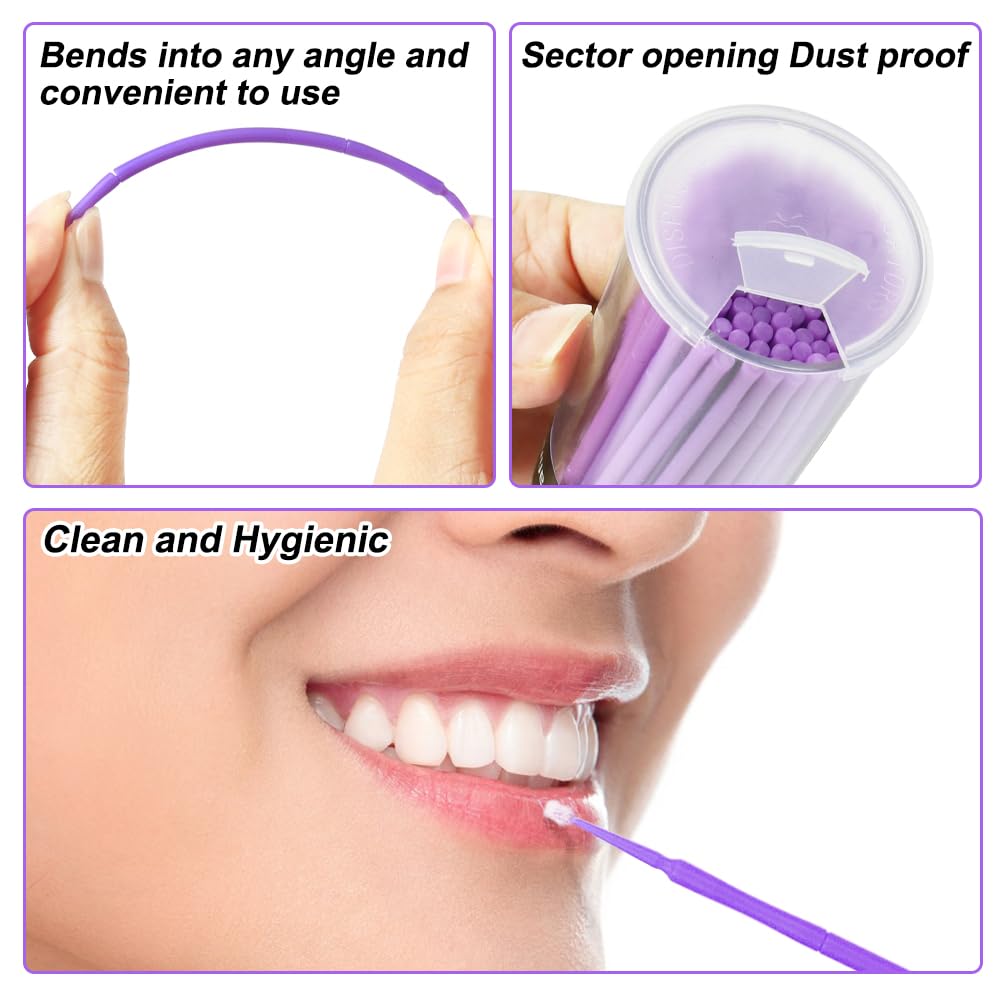 Shintop 400pcs Disposable Micro Applicator Brushes Great for Dental / Oral / Makeup (Purple, 1.5mm)