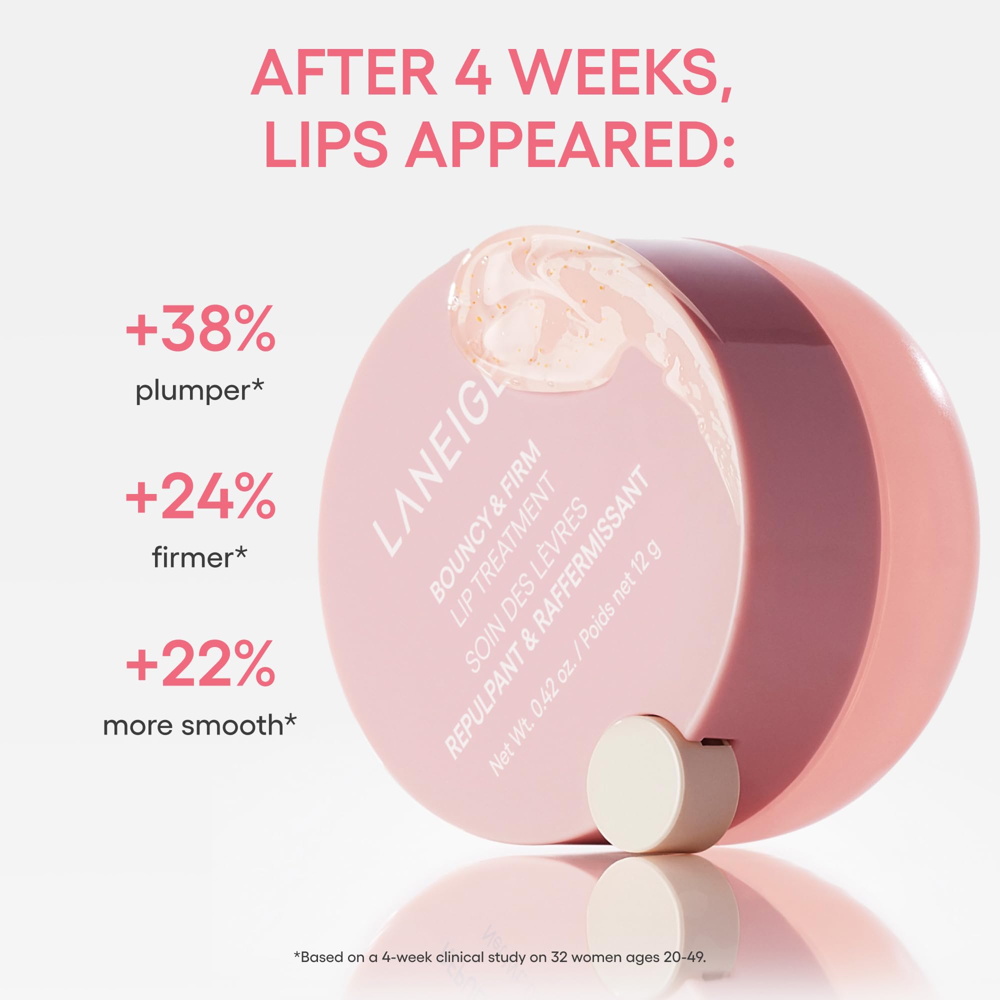 LANEIGE Bouncy & Firm Lip Treatment: Plumping & Firming Lip Care with Peony & Collagen Complex, Ceramide Capsules, & 5D Hyaluronic Acid for Hydration