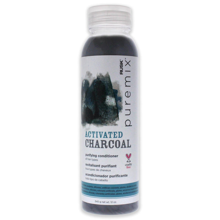 RUSK Puremix Activated Charcoal Purifying Conditioner, Cleanses and Absorbs Excess Oil, Dirt, and Gunk Without Stripping Natural Oils, 12 oz