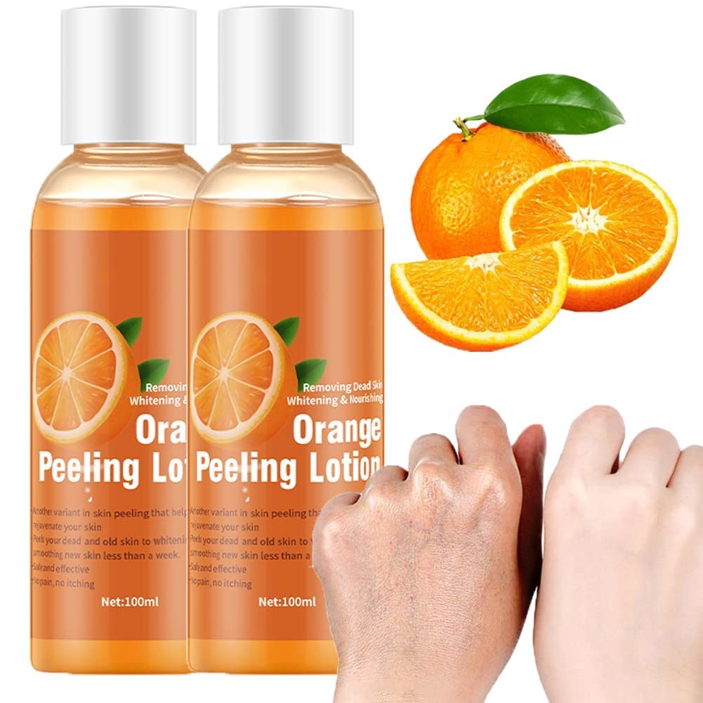 2PCS Orange Peeling Lotion, Body Peeling Lotion, Instant Exfoliation Dead Skin Remover Peeling Gel for Skin Body Face Neck Knees Foot