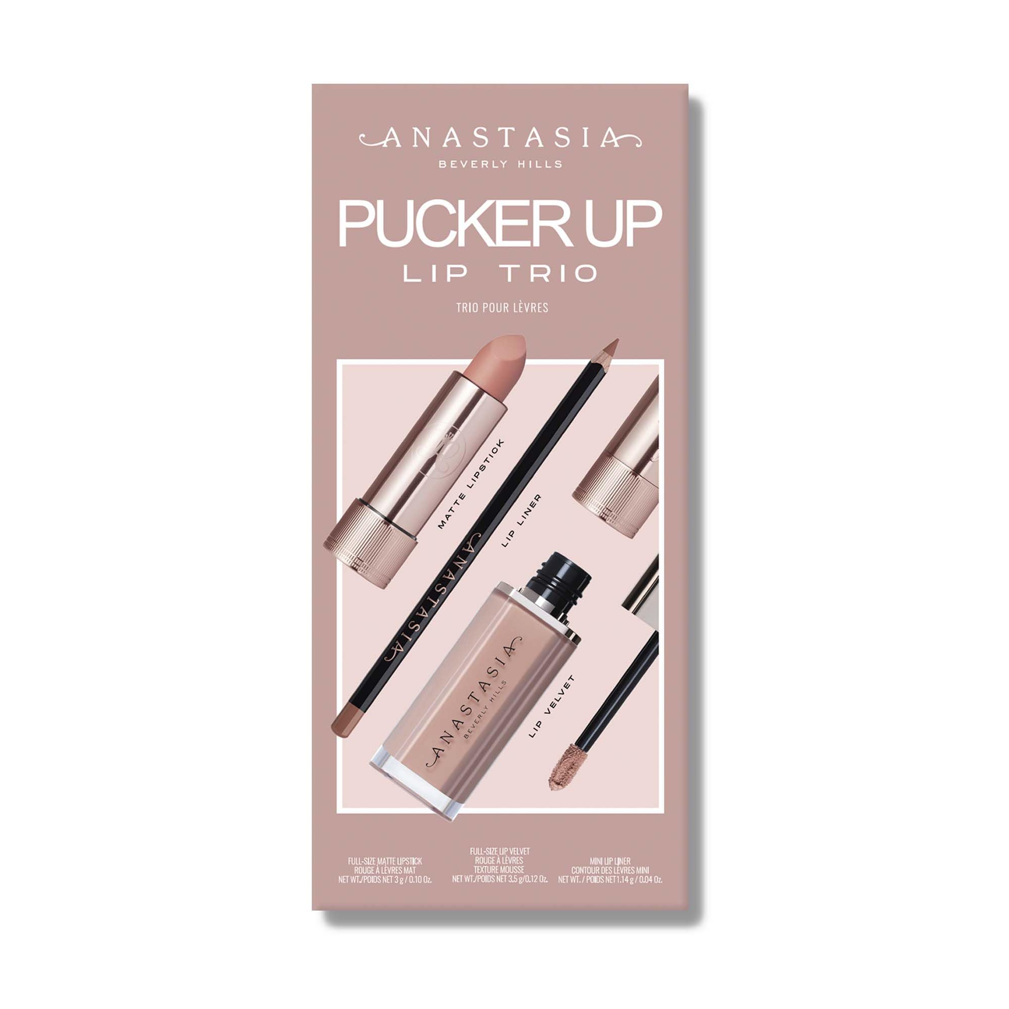 Anastasia Beverly Hills - 2025 Pucker Up Lip Trio - Lipstick Blush Brown/Lip Velvet Crush/Lip Liner Malt