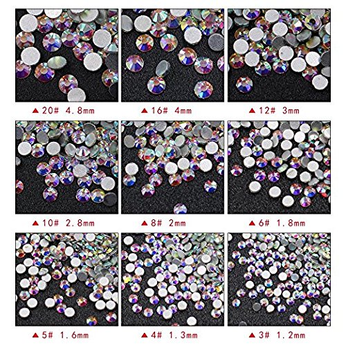 Minejin Nail Art Rhinestones AB Color Flat Back Charms Crystals Stones Super Shiny Cellphones Decorations Gems SS6 1440 Pieces