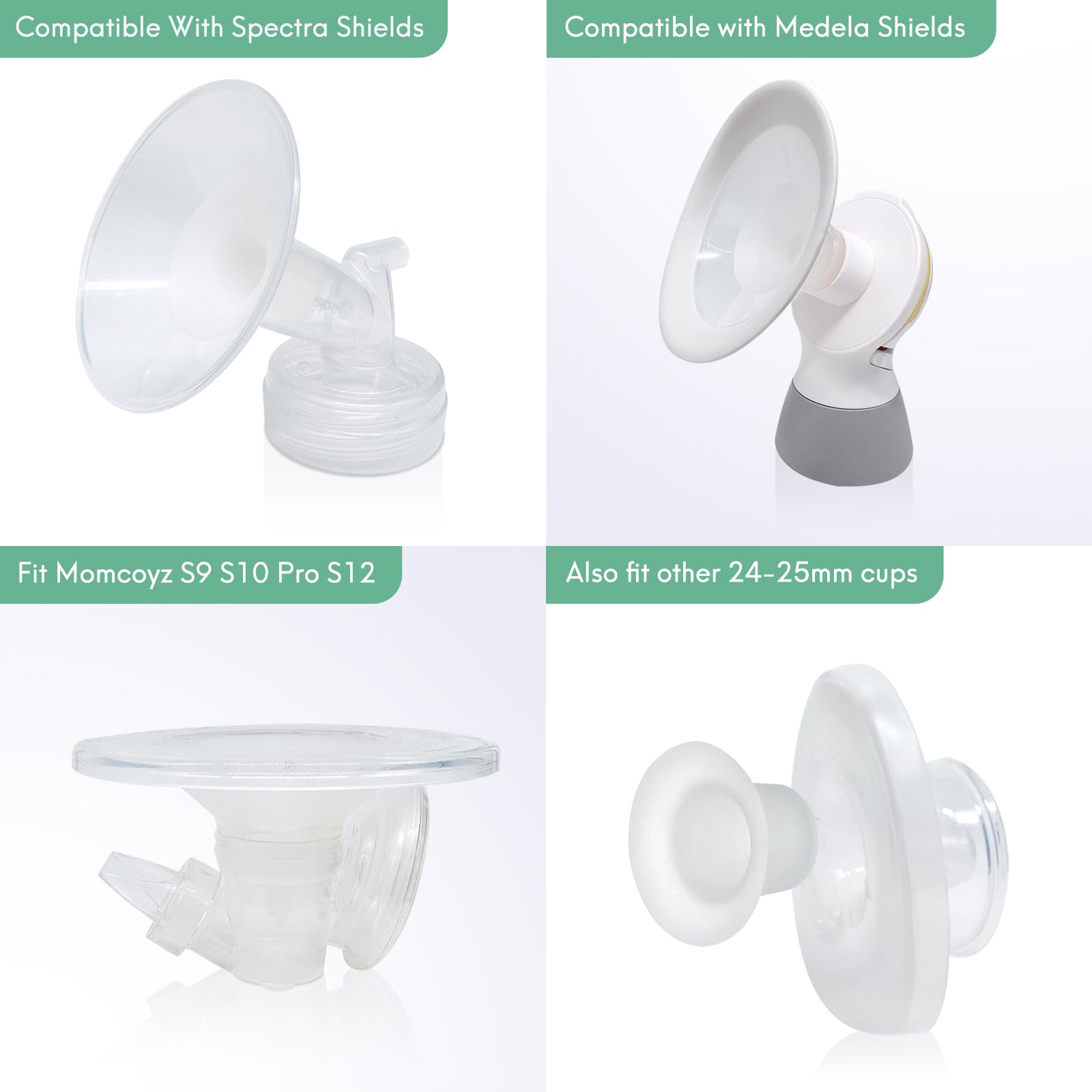 MompMuir 21mm Silicone Flange Inserts Compatible with Momcozy S9 Pro S10 S12 Pro, Paruu P10 P3 R12, TSRETE, kmaier, MomWills, for Spectra S1/S2, Medela Breast Pump, Reduce 24-25mm Tunnel to 21mm, 2pcs