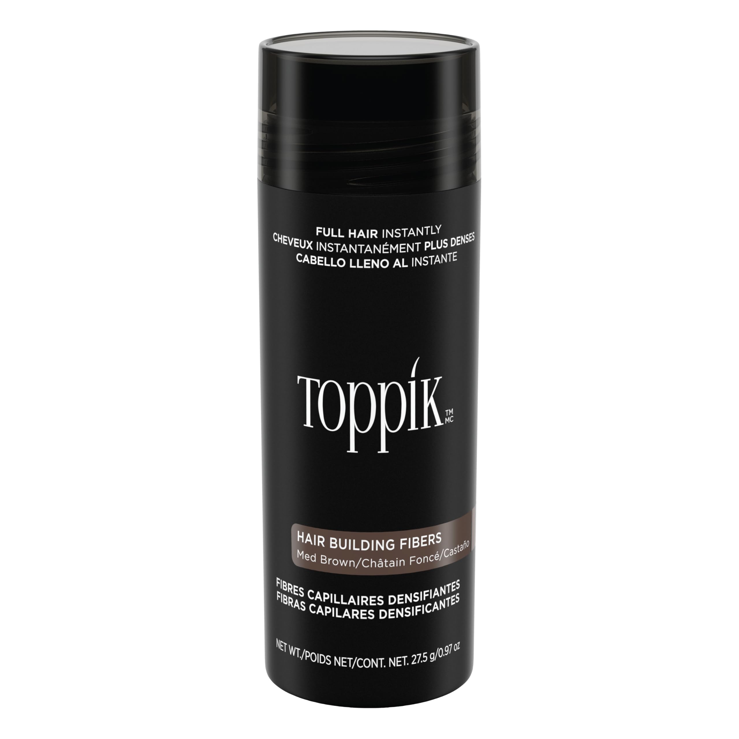Toppik Hair Building Fibers, Medium Brown, 27.5g | Fill In Fine or Thinning Hair | Instantly Thicker, Fuller Looking Hair | 9 Shades for Men & Women