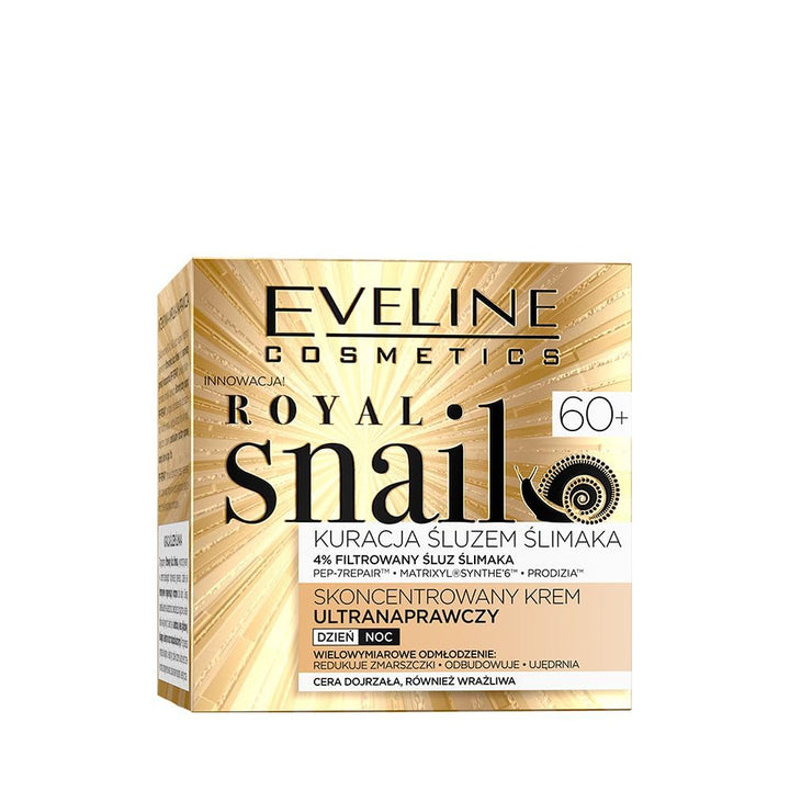 Eveline Cosmetics Royal Snail Royal Snail Concentrated Ultra-Repair Cream 60+ with Snail Mucin & Matrixyl®Synthe’6™ - Anti-Wrinkle, Brightening & Firming Face Cream for Women, 50ml