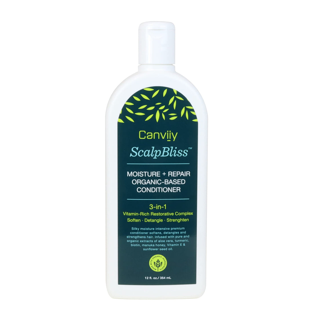 Canviiy ScalpBliss Moisture + Repair Organic-Based Conditioner, Designed with a Vitamin-Rich Restorative Complex to Reduce Breakage and Deliver Soft, Manageable Hair, 12 Fl Oz (Pack of 1)