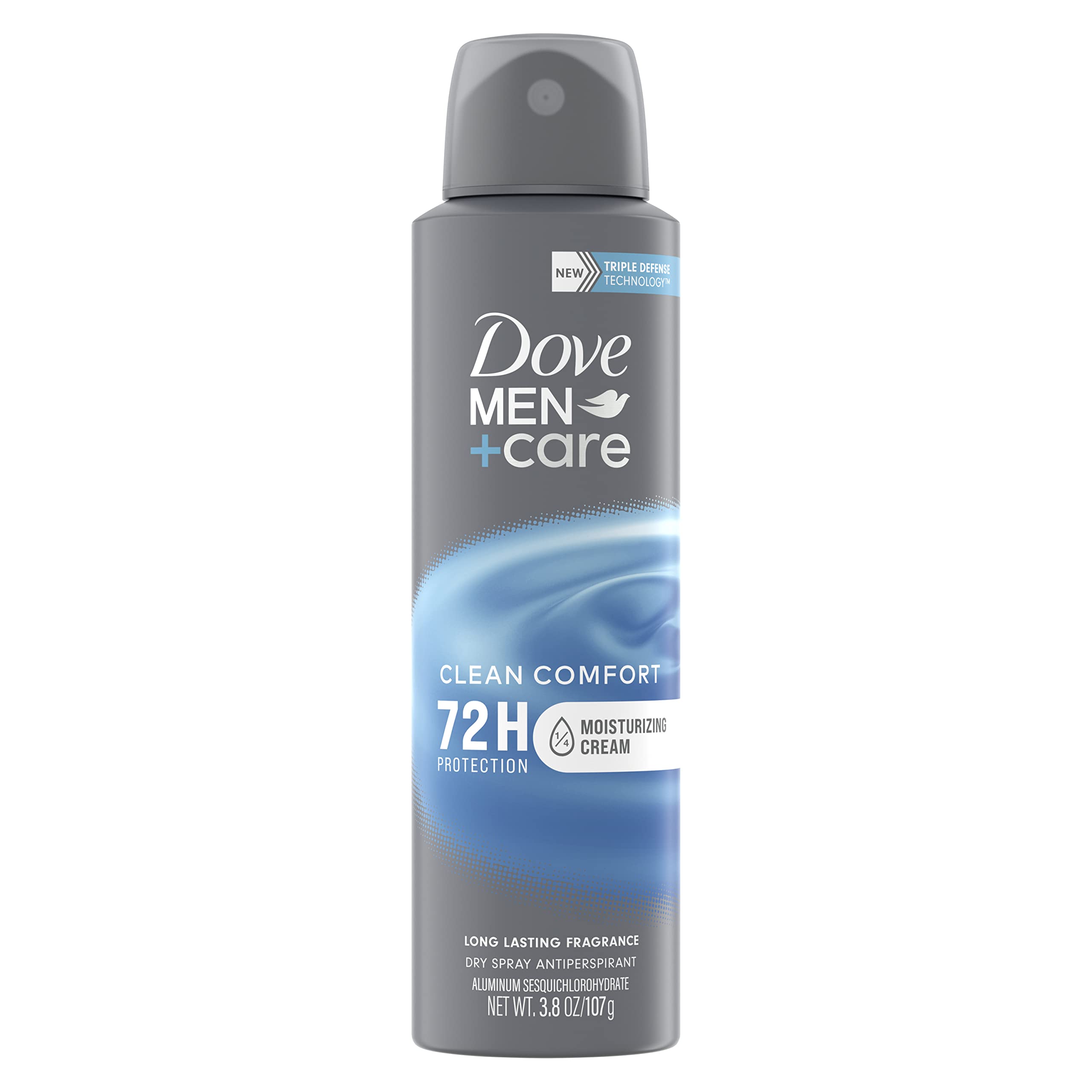 Dove Men+Care Antiperspirant Deodorant Clean Comfort Dry Spray For Men 72-hour Sweat and Odor Protection with Triple Defense Technology 3.8 oz