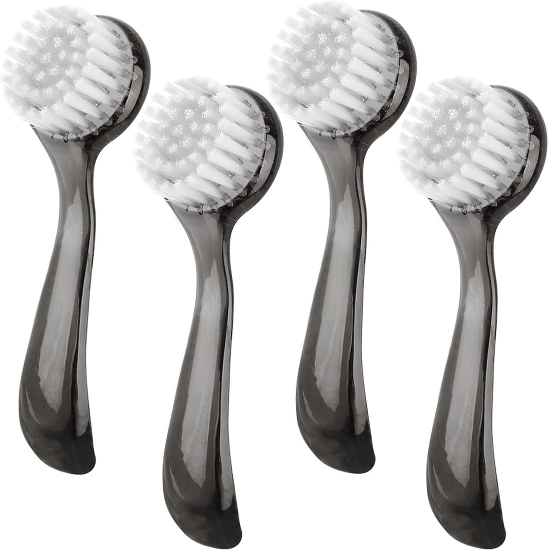 Beomeen Facial Cleansing Brush, Facial Exfoliating Brush Face Wash Scrub Exfoliator Brush for Makeup Skincare Removal, 4 Pack (Transparent Black)