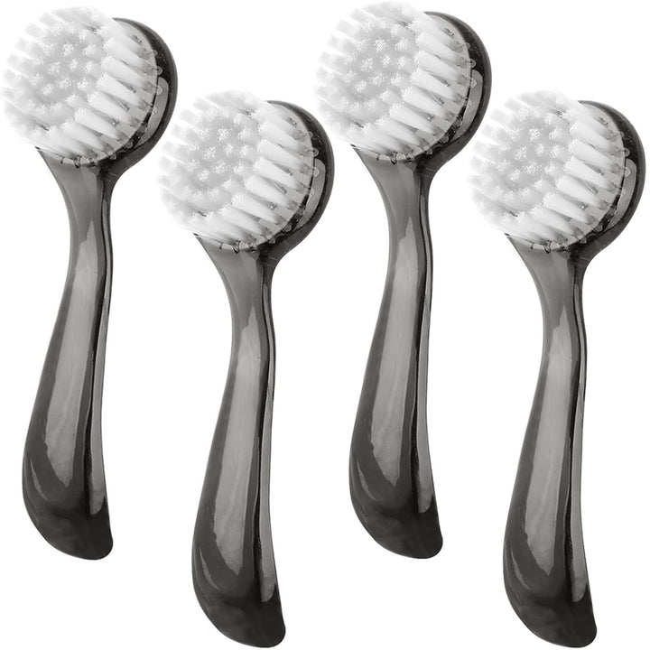 Beomeen Facial Cleansing Brush, Facial Exfoliating Brush Face Wash Scrub Exfoliator Brush for Makeup Skincare Removal, 4 Pack (Transparent Black)