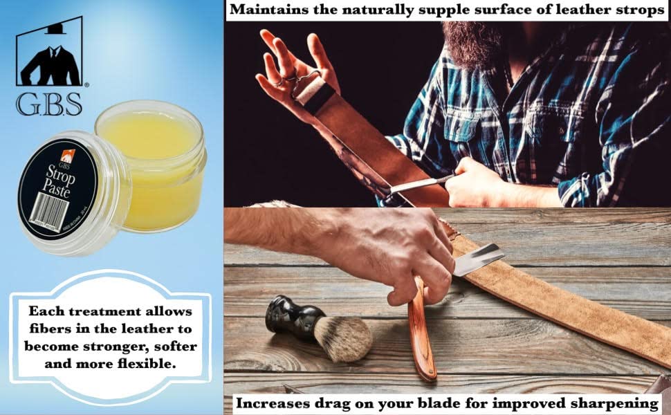 GBS Leather Razor Strop 2 x 23 + 10 ml strop paste