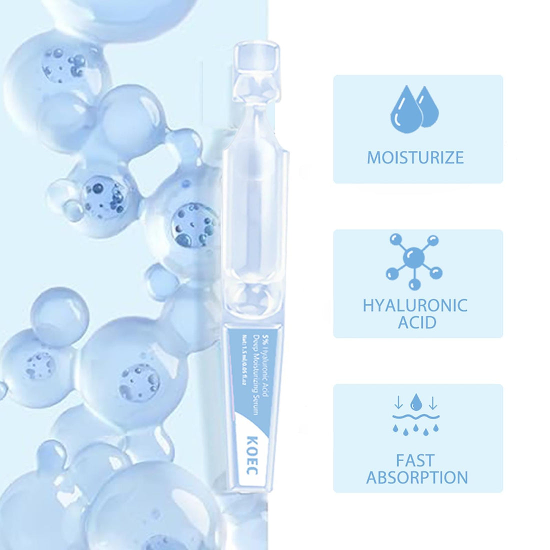 3% Hyaluronic Acid Serum, 30Pcs Hyaluronic Acid Tubes Ultra-Hydrating Vials, Ordinary Single-Use Hyaluronic Acid Tubes Vials, Nature Perfection Deep Hydration Moisturizing Face Skin Care