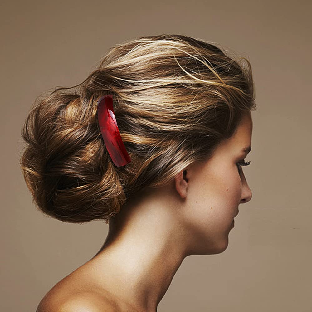 6 Pieces Retro Acrylic Hair Barrettes for Women, Large French Automatic Hair Barrettes for Girl and Hair Barrettes for thick Hair, 6 Colors hair clip.