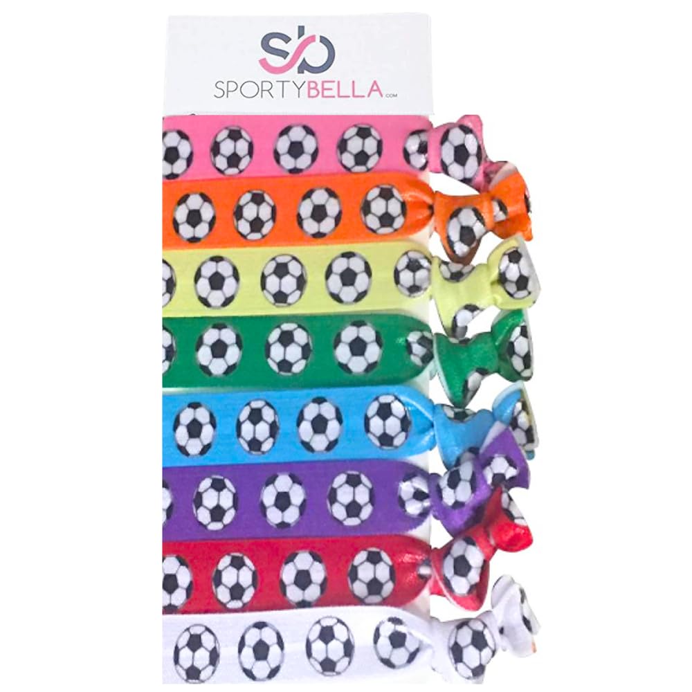 Infinity Collection Infinity Collection Soccer Hair Accessories, Soccer Hair Ties, No Crease Soccer Hair Elastics Set of 8