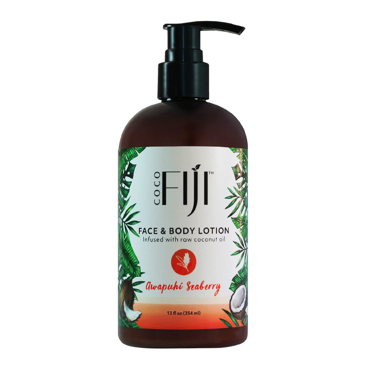 Organic Fiji Moisturizing Face and Body Organic Coconut Oil Lotion Awapuhi Seaberry 12 Ounce